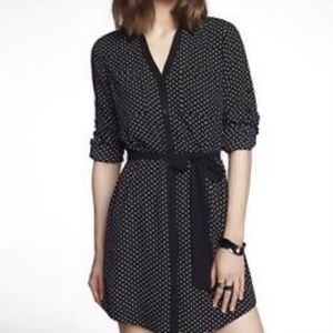 Express Black/White Dot Shirt Dress Size Small